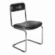 Tube chair with chrome steel base and seat and backrest made of soft black leatherette.