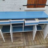 Kitchen cabinet in blue formica 4 doors 4 drawers
