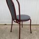 Metallic burgundy bistro chair for restaurants and communities with gray fabric