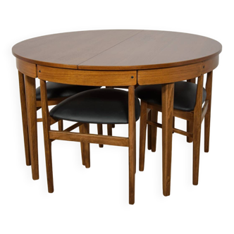 Table à manger ronde extensible et chaises du milieu du siècle de McIntosh, années 1960