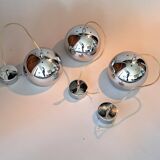 Set of 3 Benny Frandsen modular chrome pendant lights, Denmark 1970/80
