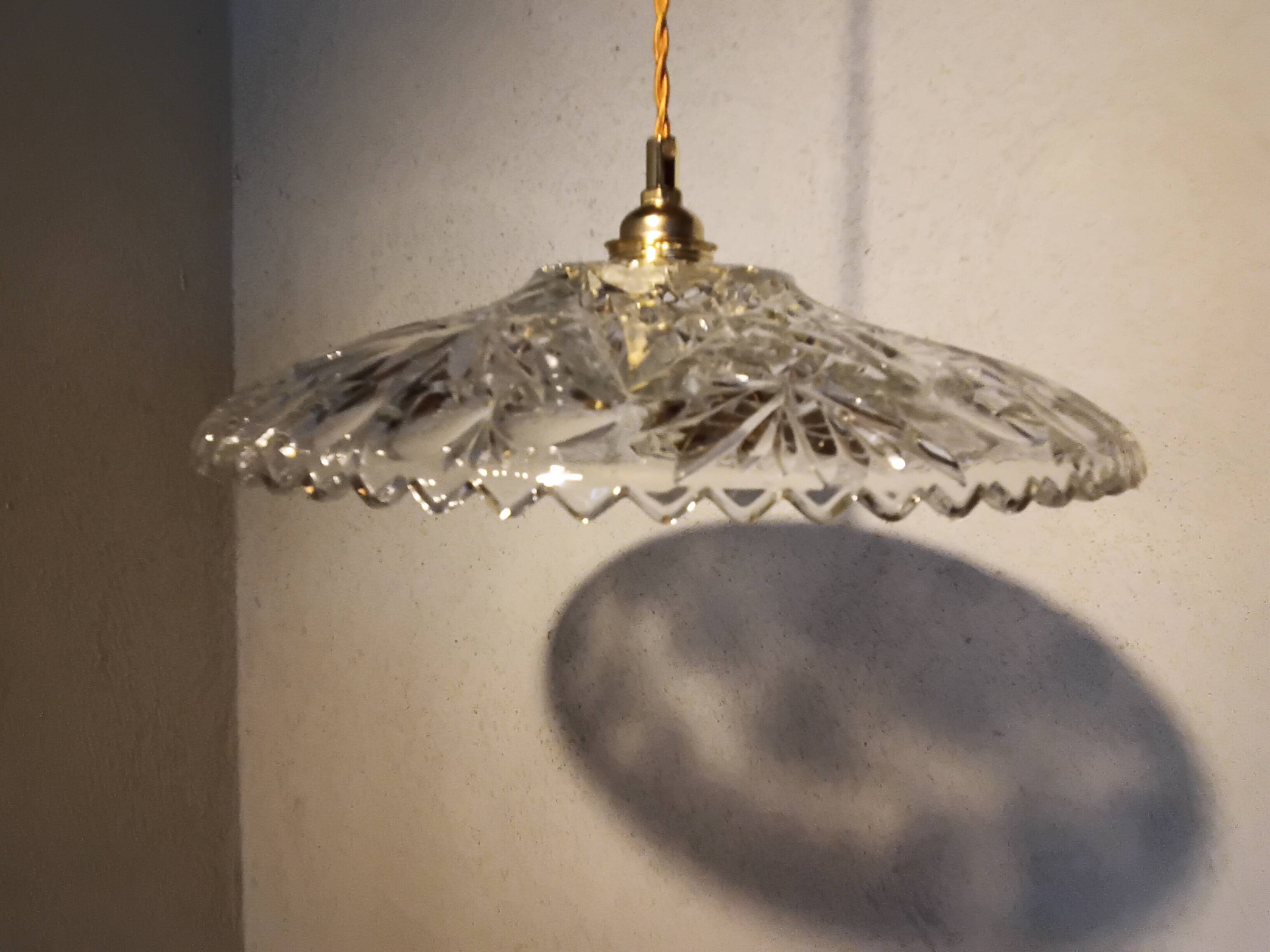 Vintage chiseled glass pendant light