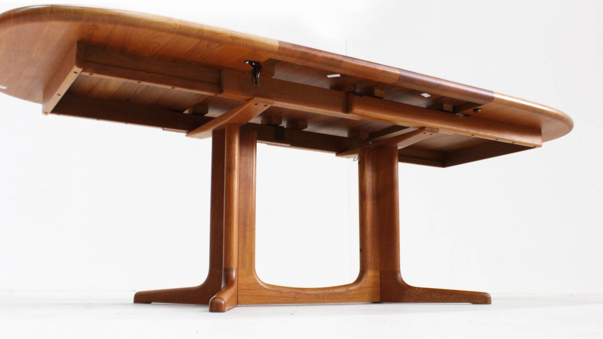 Vintage Glostrup Danish oval extendable dining table solid teak 1960s