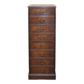 Large tall mahogany cabinet with four drawers and a leather top.