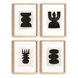 Collection of 4 paintings on paper - abstract paintings signed Eawy