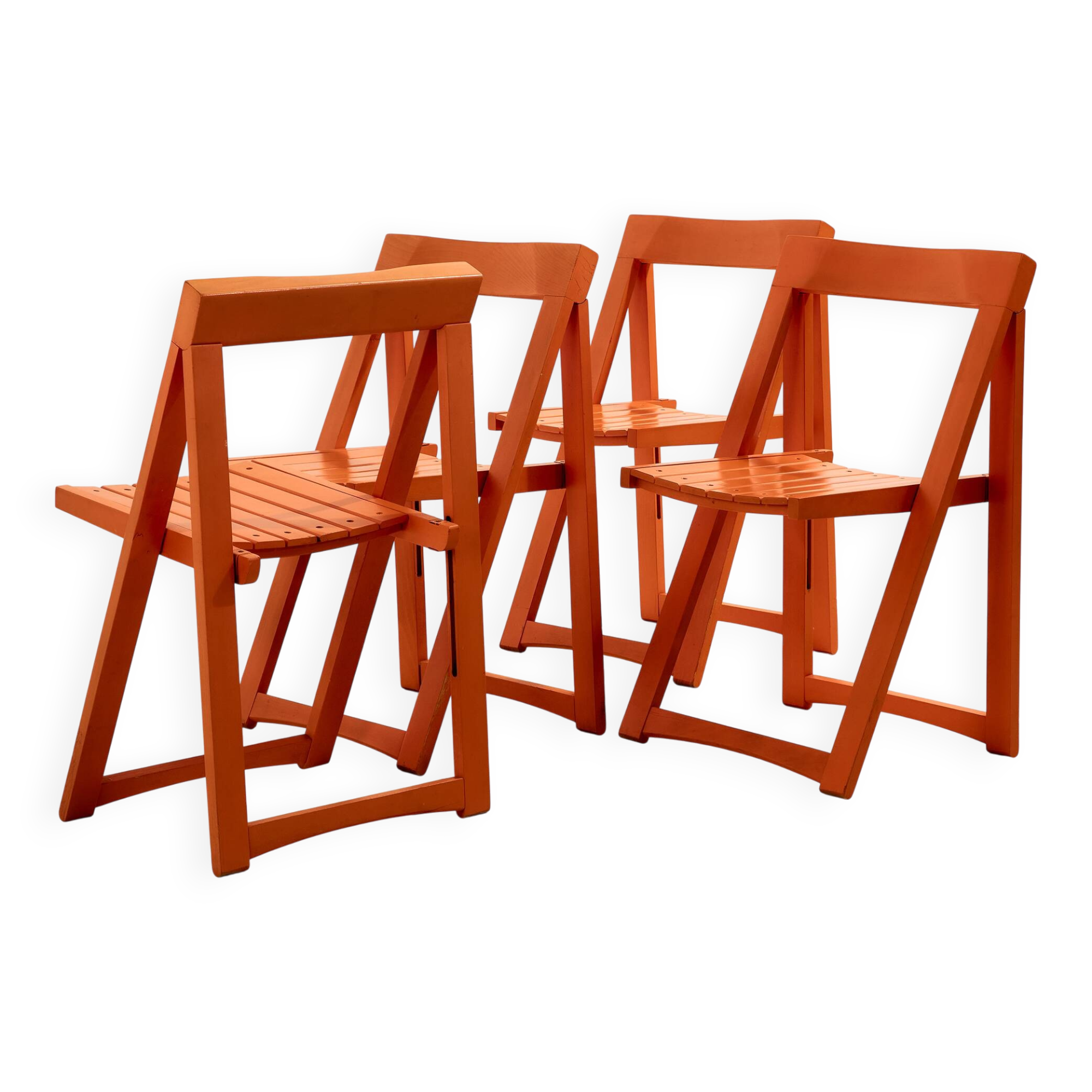 Beech foldable chair by Aldo Jacober for Alberto Bazzani, set of 4.