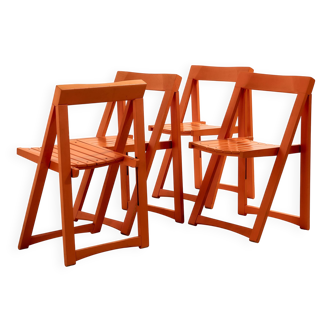Beech foldable chair by Aldo Jacober for Alberto Bazzani, set of 4.