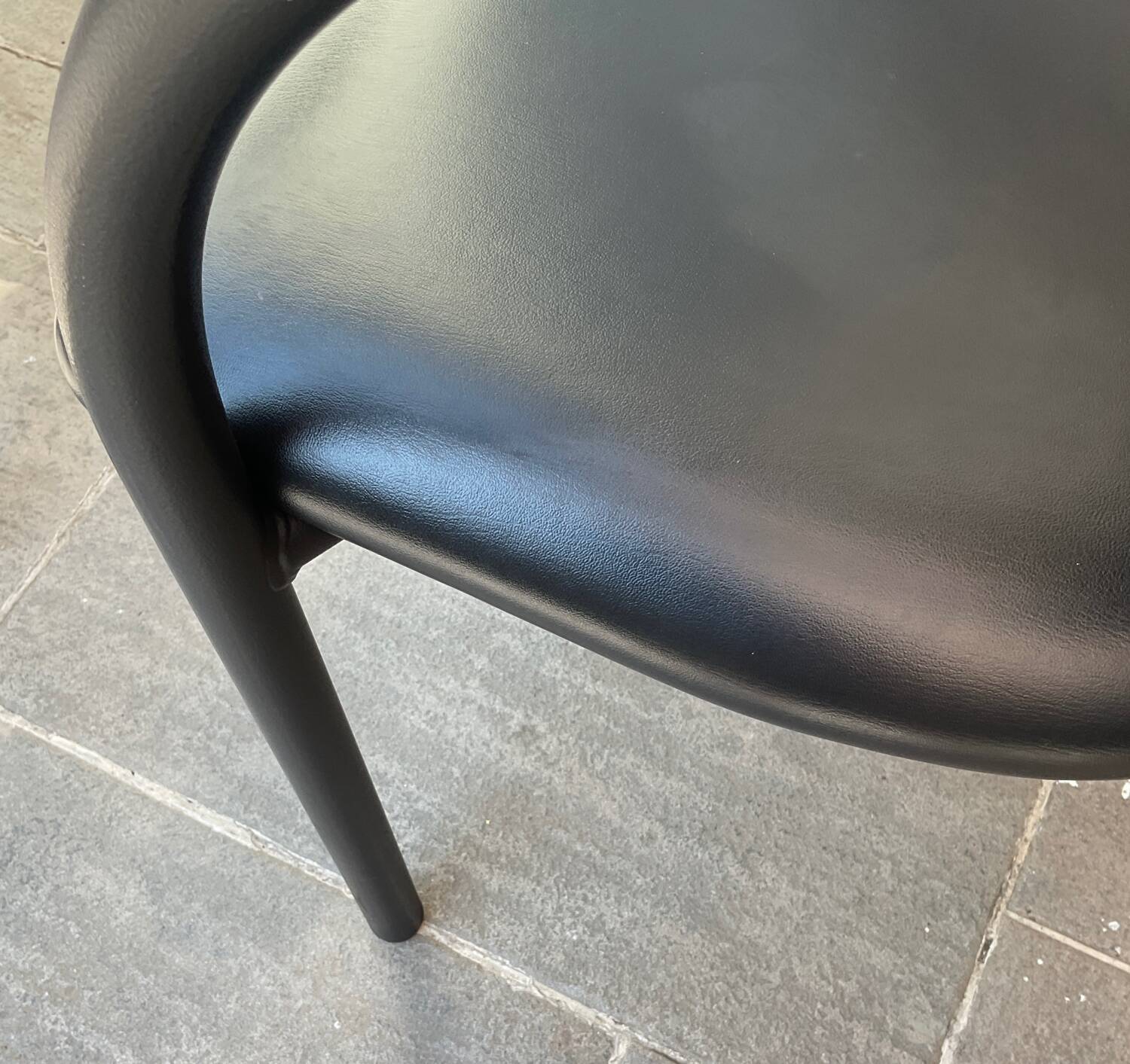 Danish design armchair from the 80s, metal and imitation leather