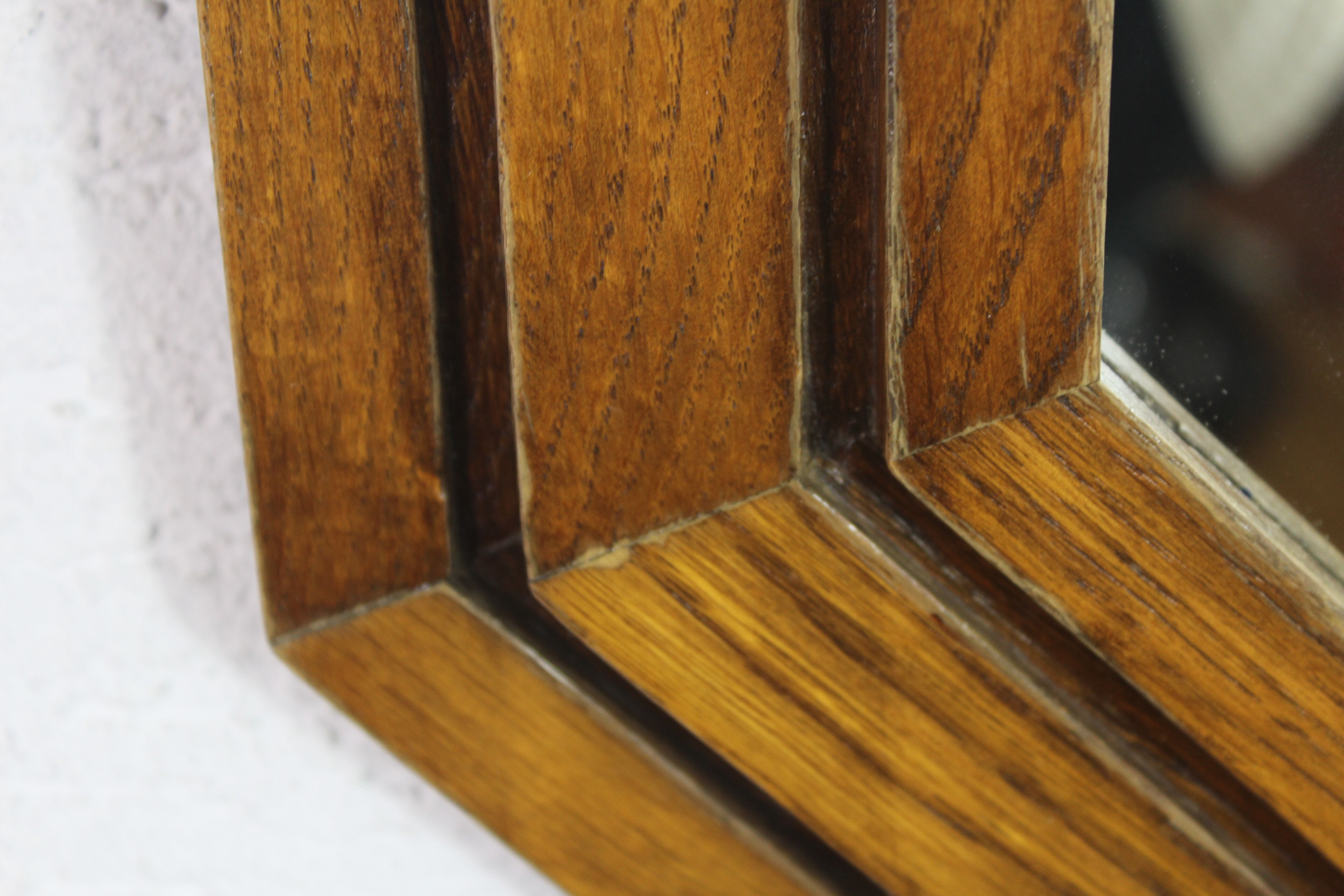 Octagonal oak mirror