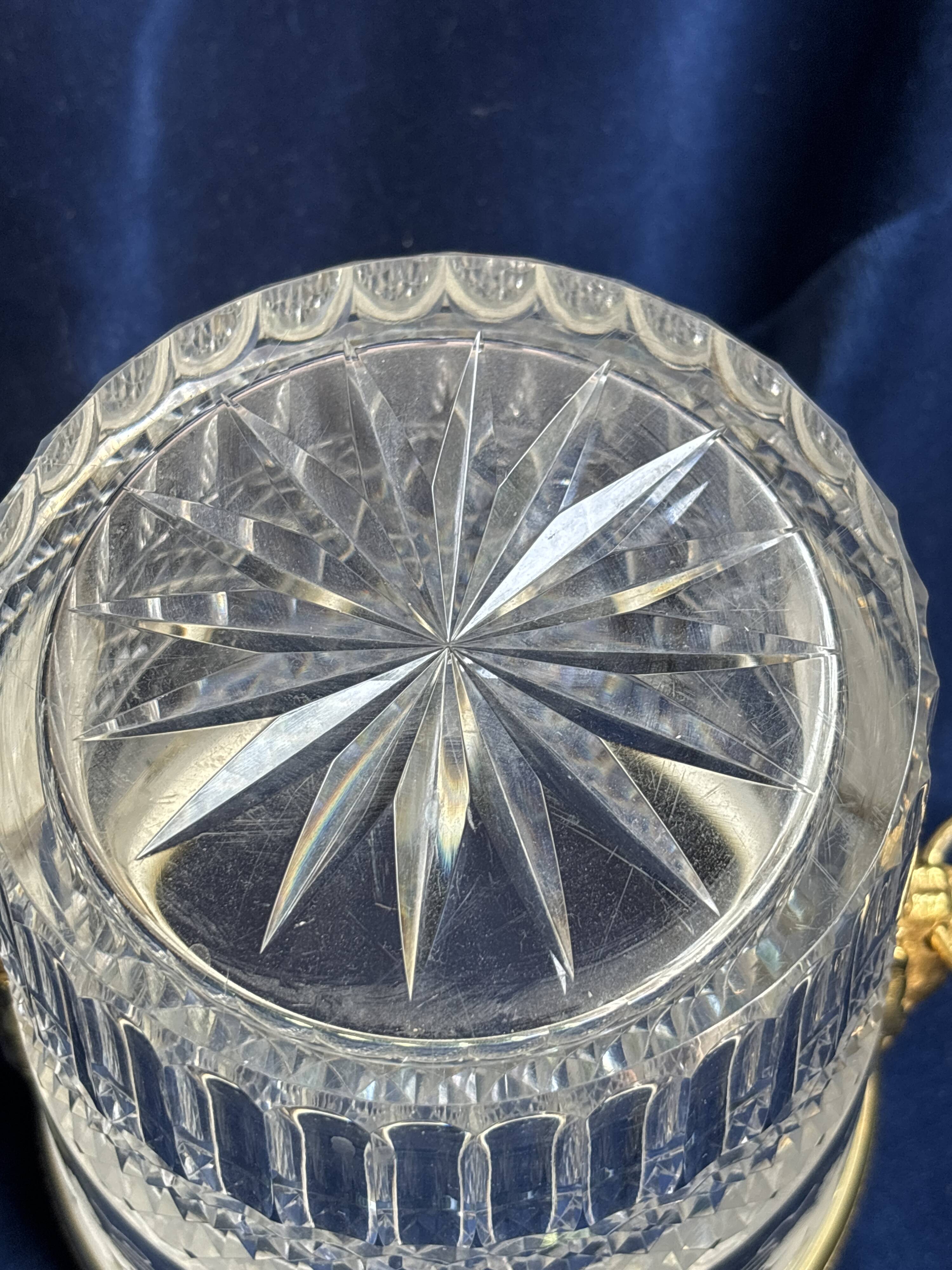 Cut crystal ice bucket – bronze mount