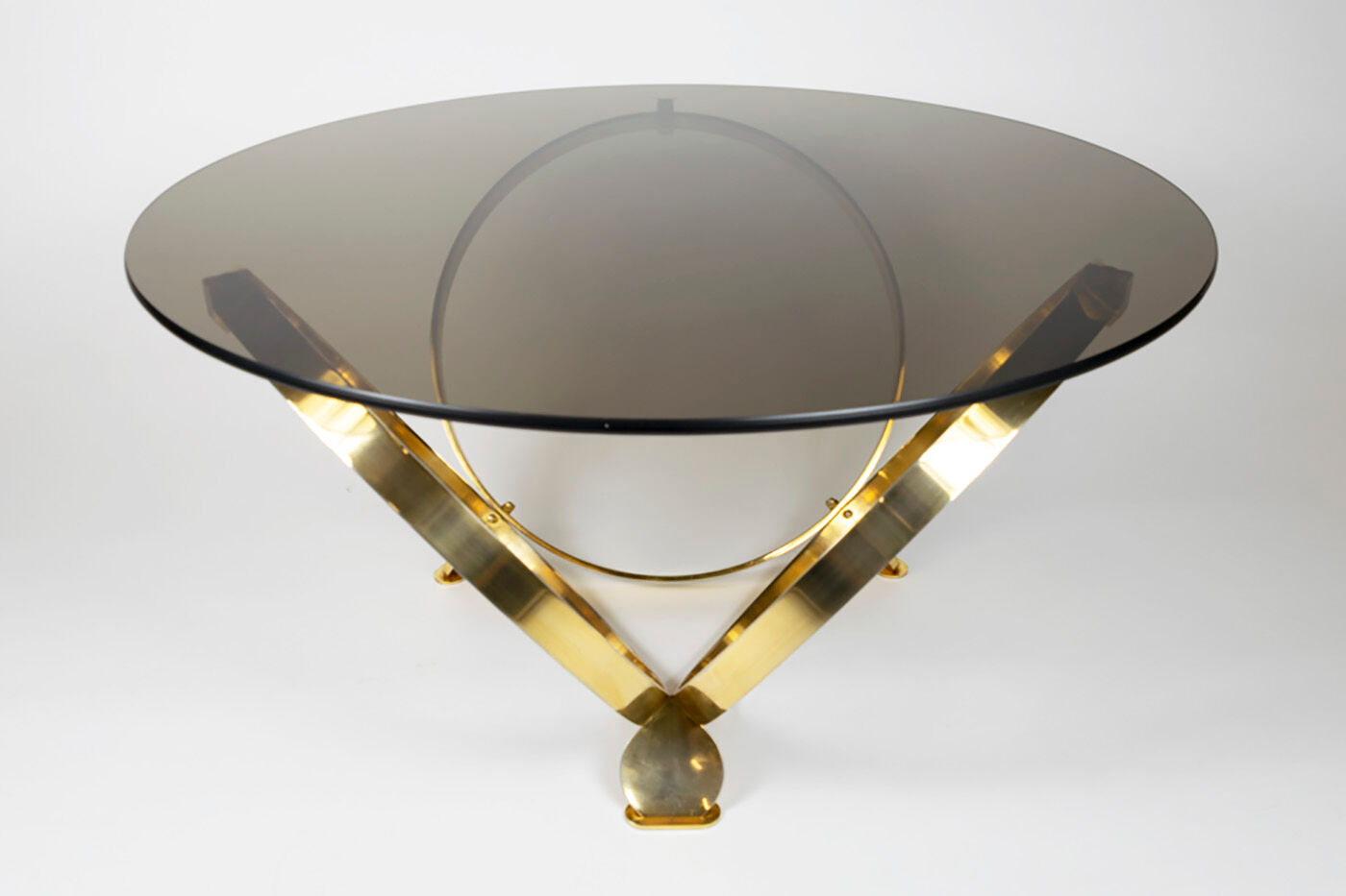 Ronald Schmitt diamond designer glass coffee table brass par Knut Hesterberg