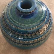 Vase ceramic blue Aldo Londi for Flavia Montelupo faïence vintage 60/70 italy