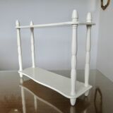 Old wall shelf, in turned wood, white lacquered, 1950s