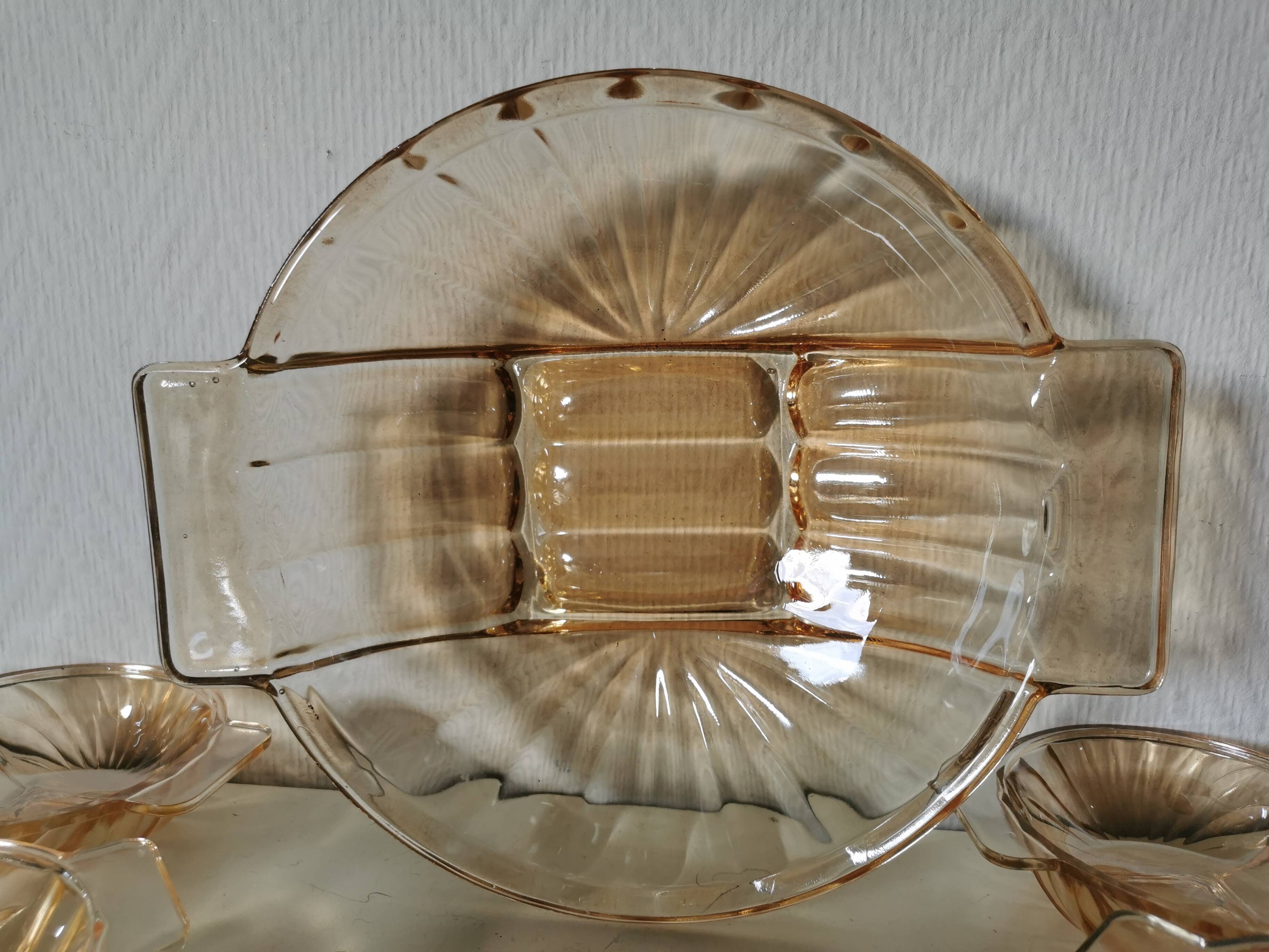 Art Deco pearly glass dessert service