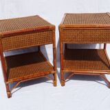 Pair of cane bedside tables