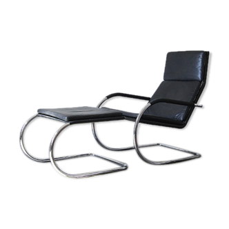 Tubular lounge chair with ottoman by Anton Lorenz for Tecta, 1970s, set of 2