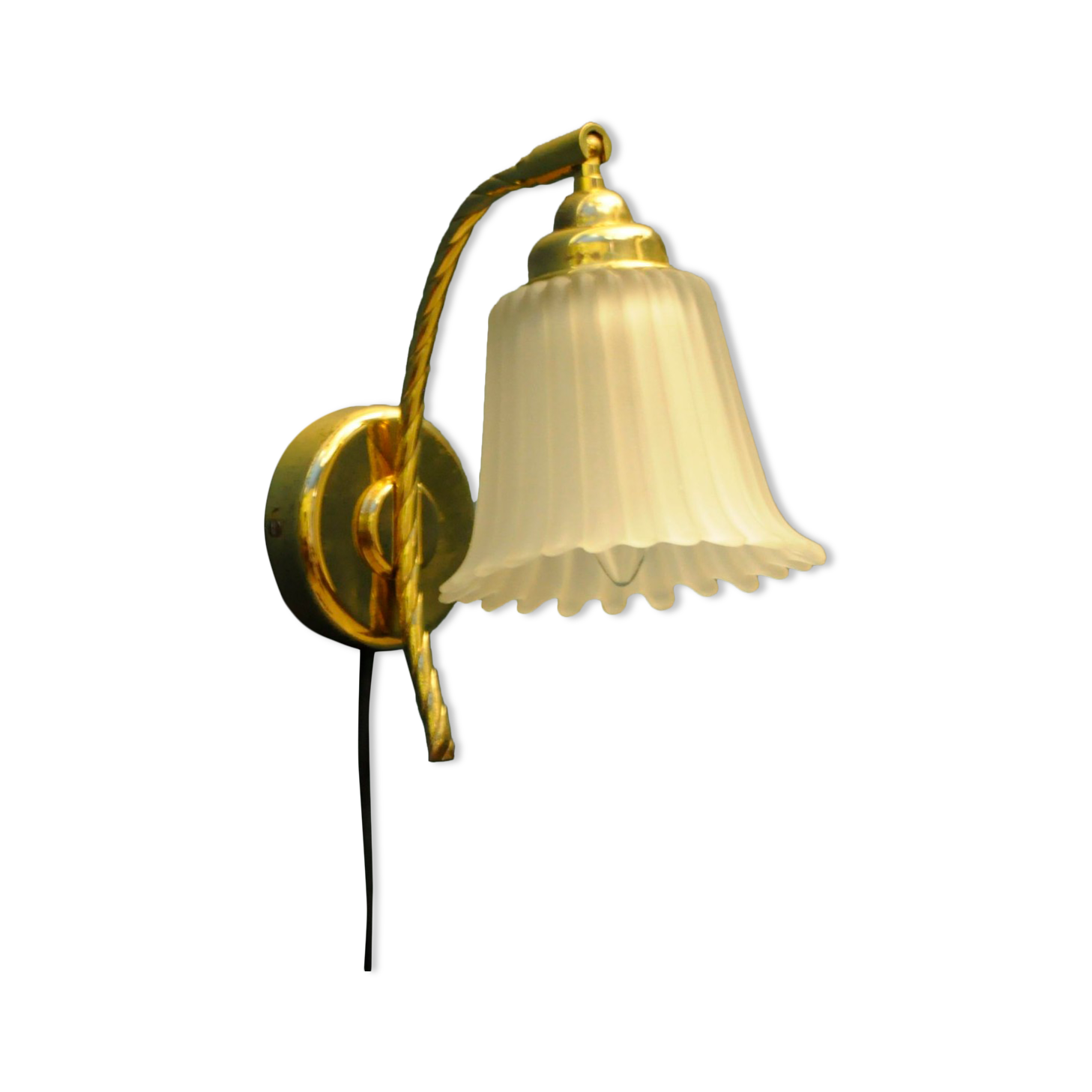 Danish wall lamp, brass and glass
