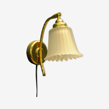 Danish wall lamp, brass and glass