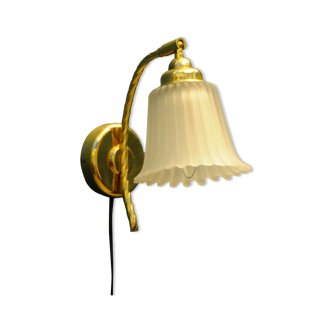 Danish wall lamp, brass and glass