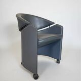 Italian leather armchair on casters by Matteo Grassi, 1990s