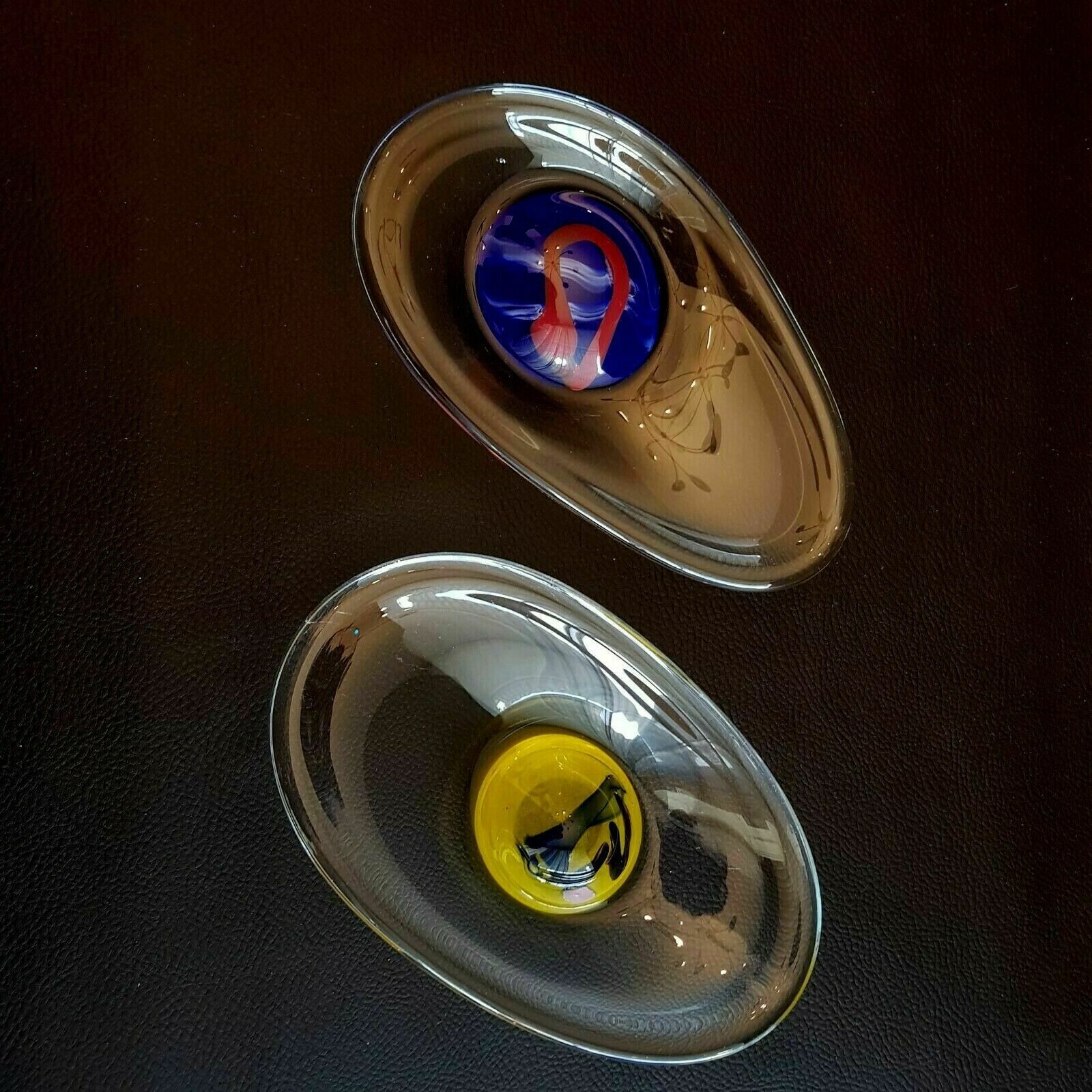 Pair of blown art glass cups by Eric Lindgren Claret