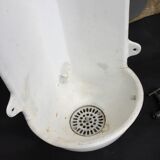 19th century enamelled cast iron corner fountain with brass faucet