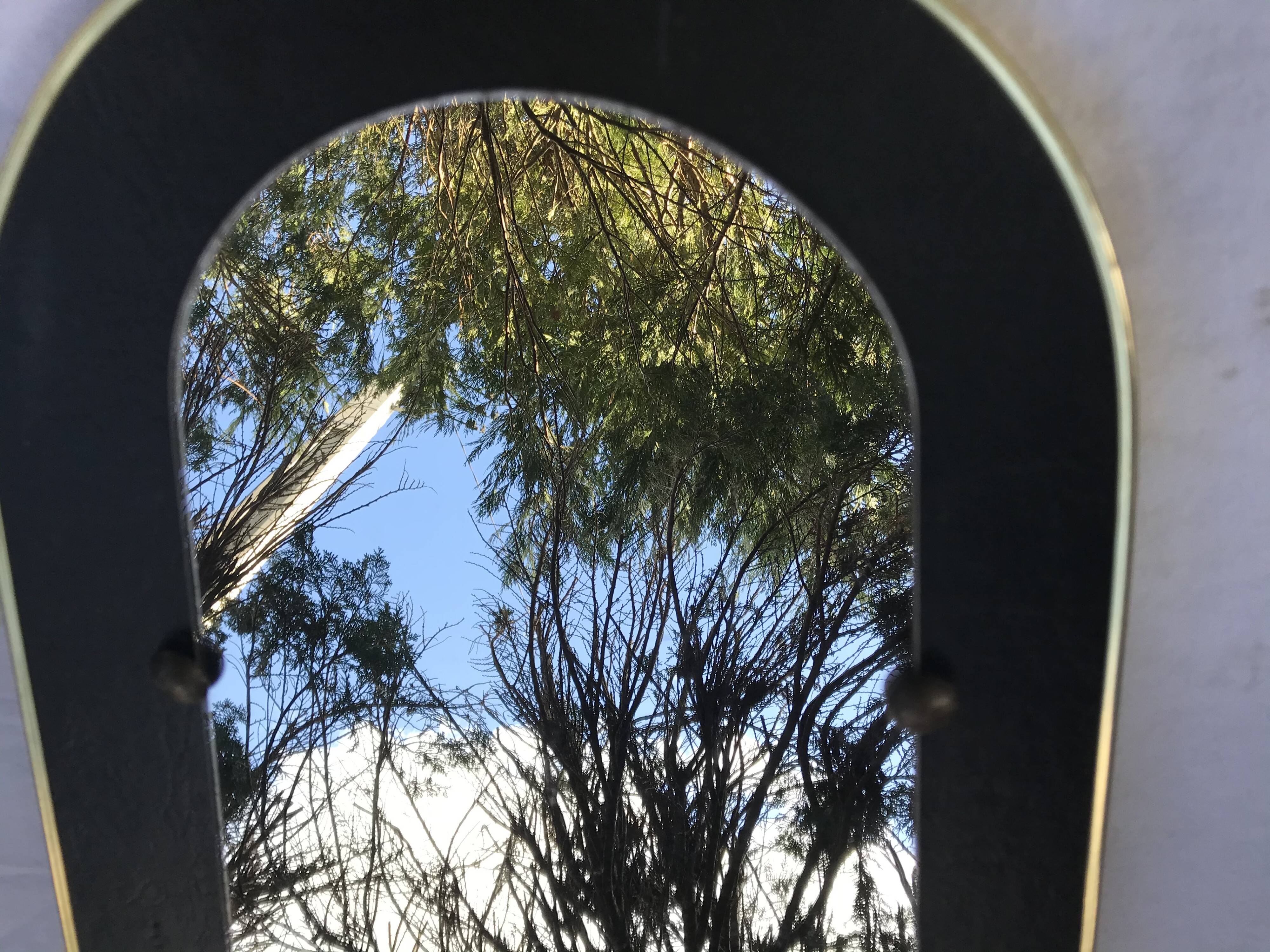 Mirror on vintage black vynil from the 60s 34x62cm