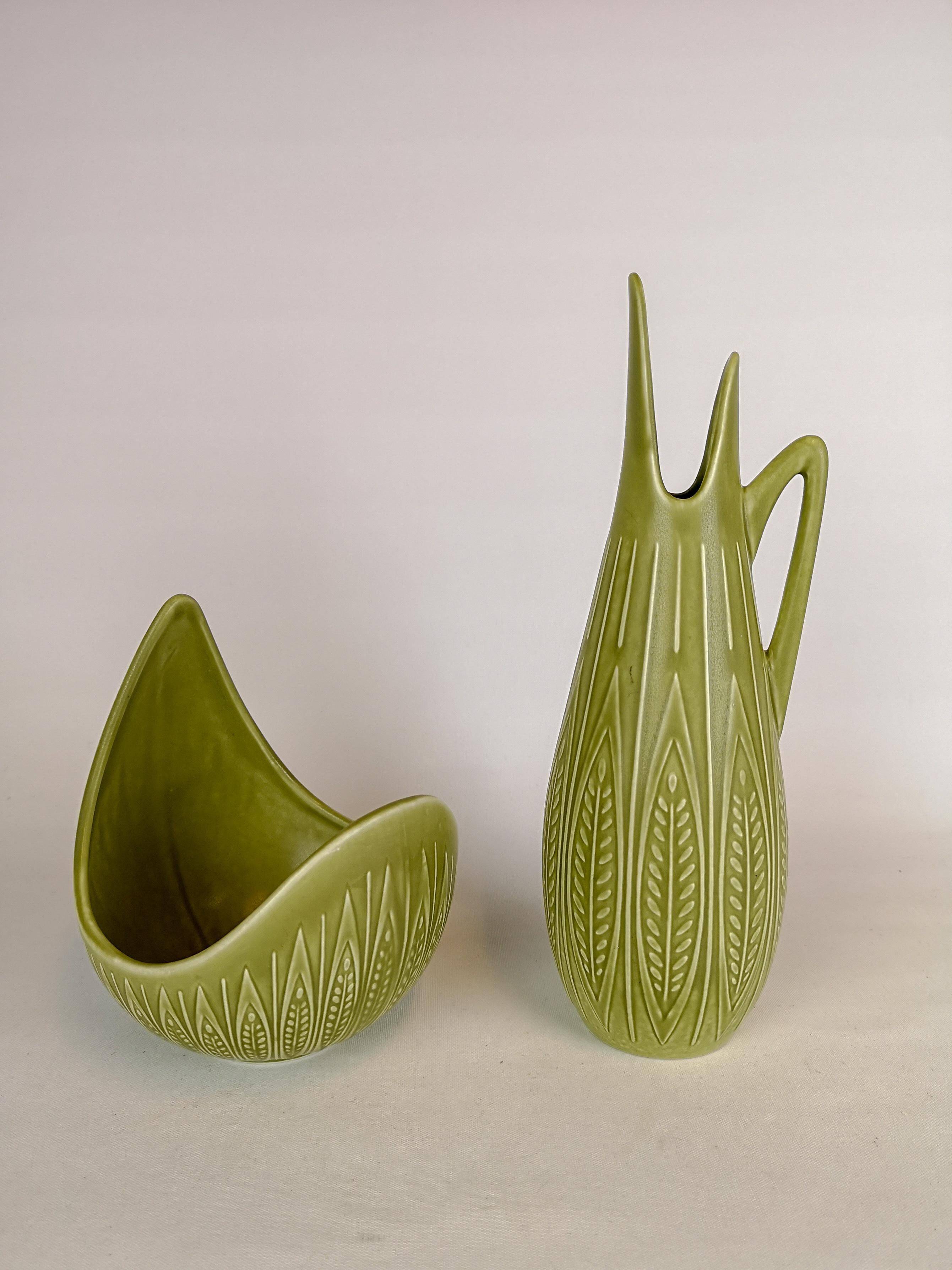Bol et Vase Céramique Moderne du Milieu du Siècle "Rialto" par Gunnar Nylund pour Rörstrand