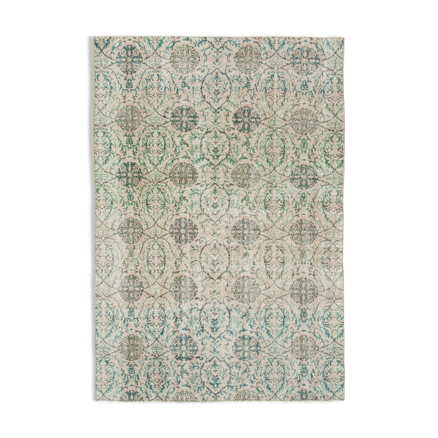 Turkish hand-knotted one-of-a-kind 1980s beige rug 154 cm x 216 cm