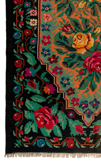 Vintage/handmade floral rug from 1970s, ukraine(moldova)
