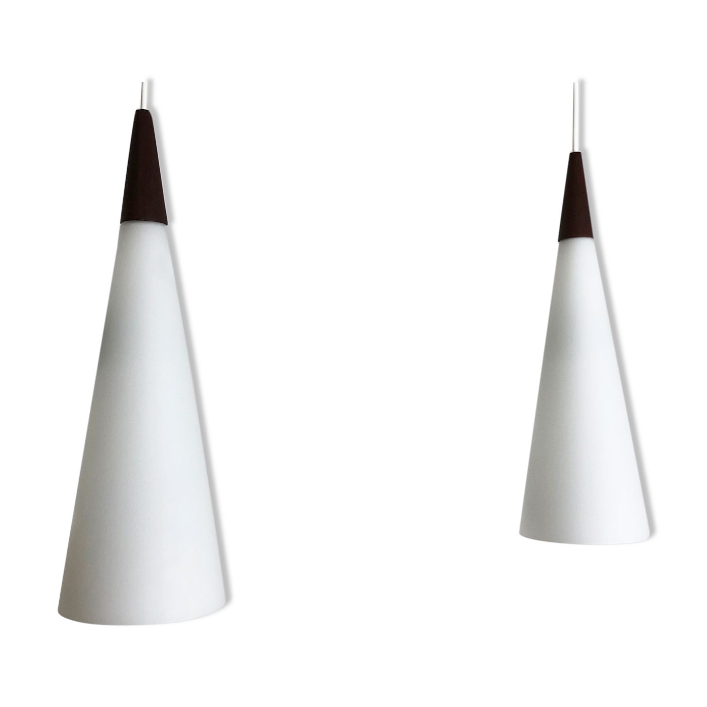 Set of 2 "trompet" hanging lamps by Jo Hammerborg for Fog & Mørup, Denmark, 1963
