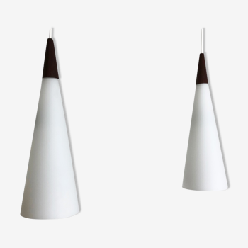 Set of 2 "trompet" hanging lamps by Jo Hammerborg for Fog & Mørup, Denmark, 1963