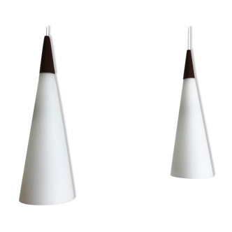 Set of 2 "trompet" hanging lamps by Jo Hammerborg for Fog & Mørup, Denmark, 1963