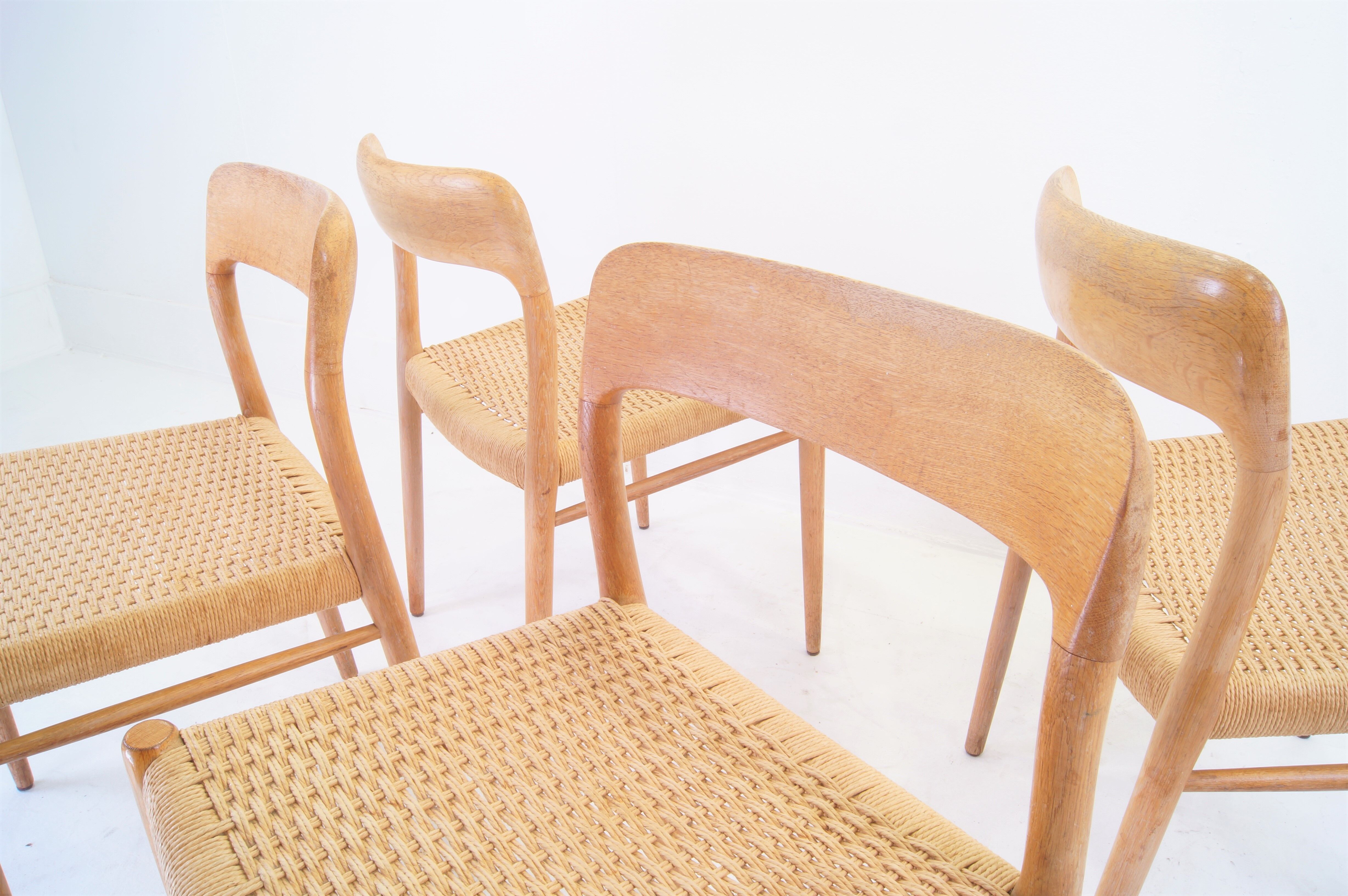 4 chairs by Niels Otto Moller, model 75 for J.L. Mollers Mobelfabrik