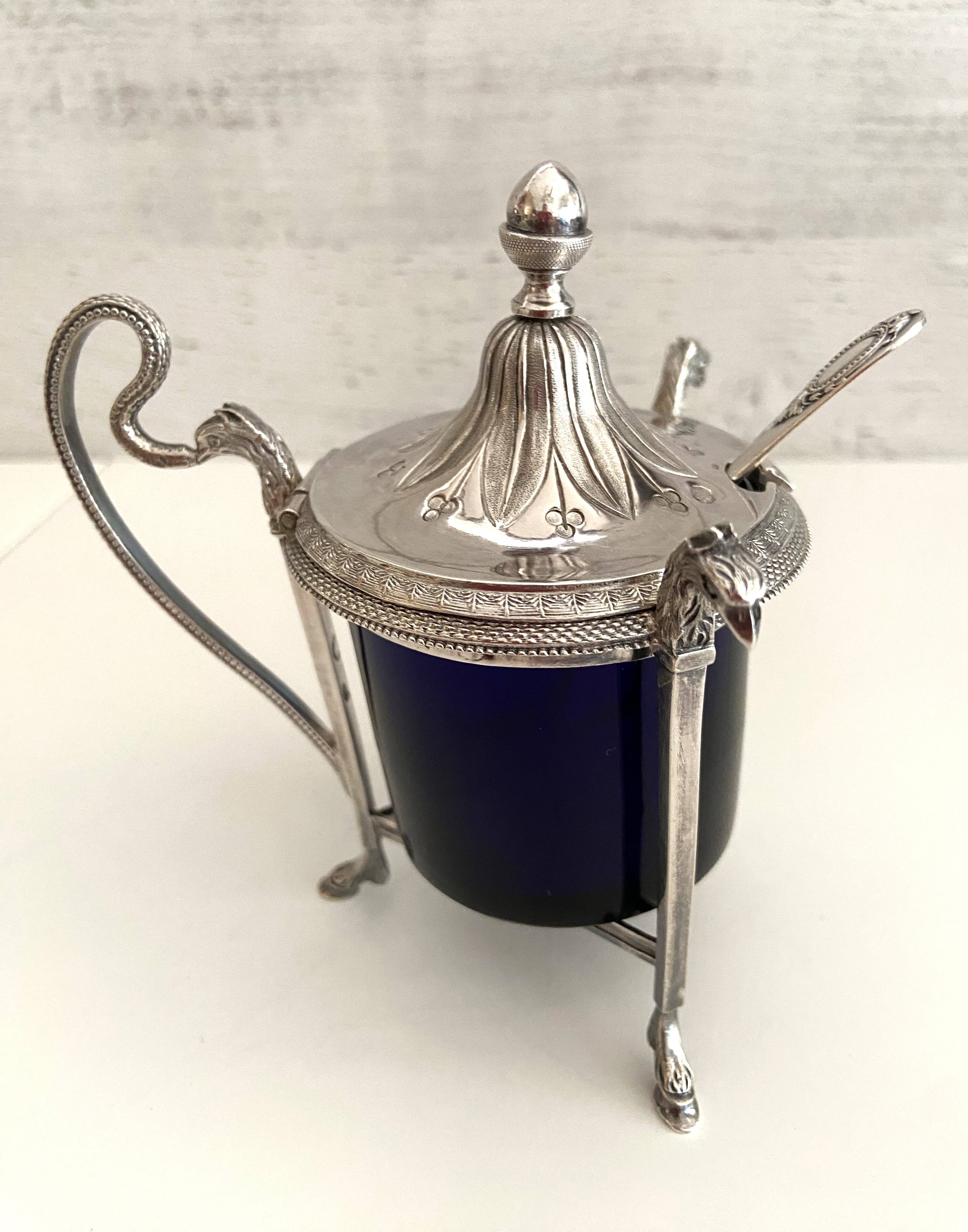 Mustard Pot Solid Silver (950°/°°°) Hallmark 1st Rooster Empire Consulate Period