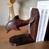 Wooden bookends in the shape of dolphins, vintage 1970.
