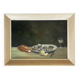 Still life, oil on panel signed