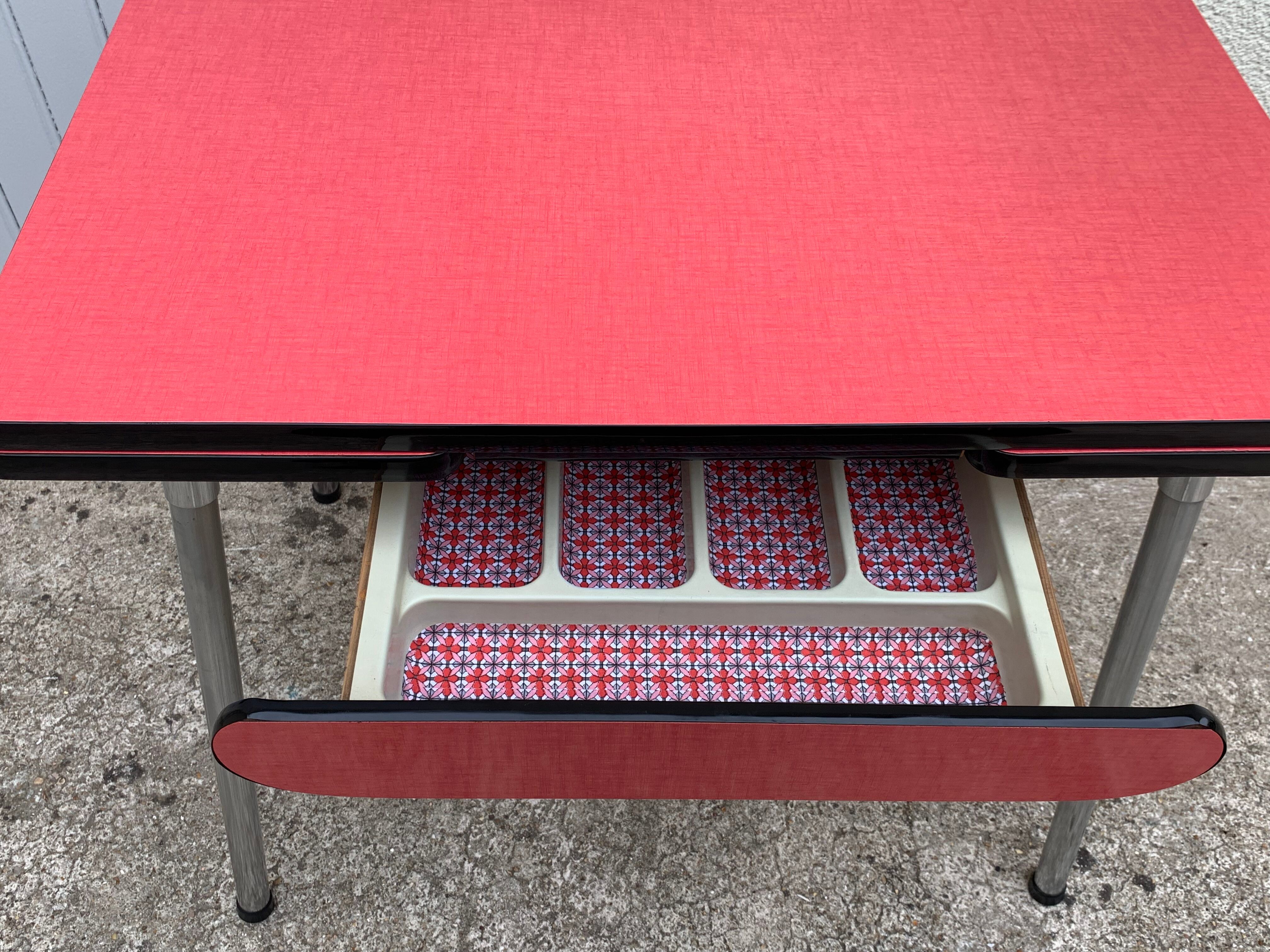 Red Formica table