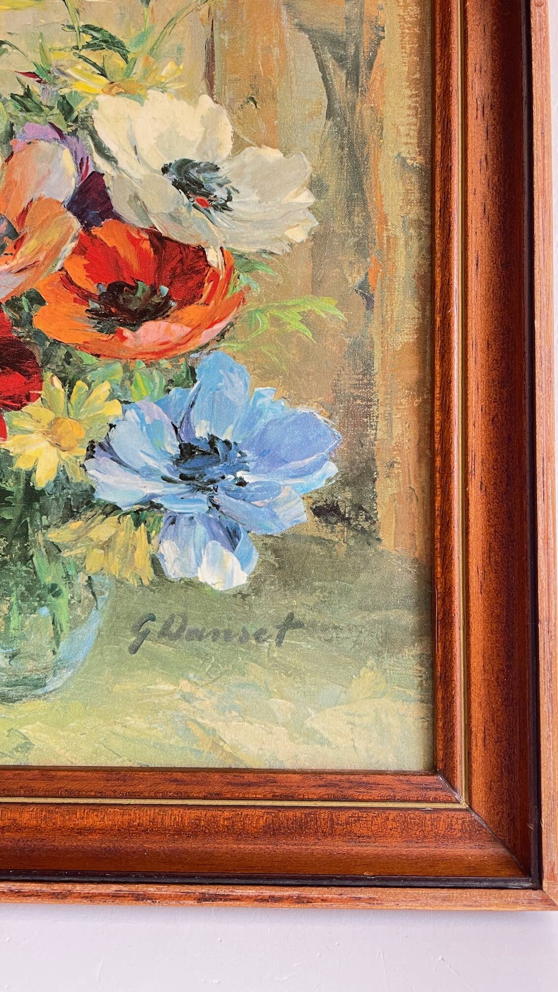 TABLEAU Vintage Bouquet aux ANEMONES