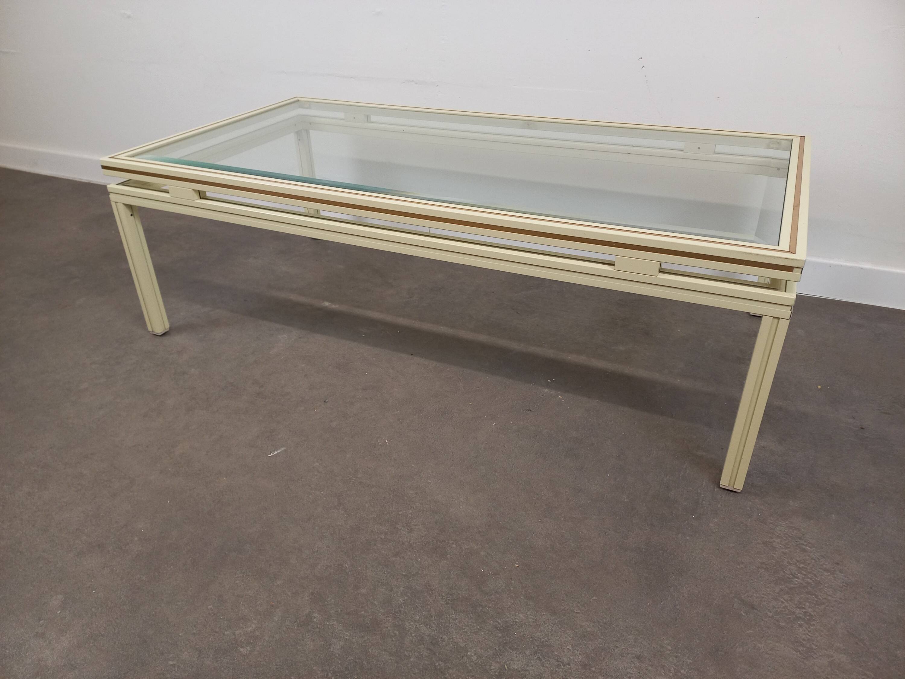 Glass and metal coffee table Pierre Vandel