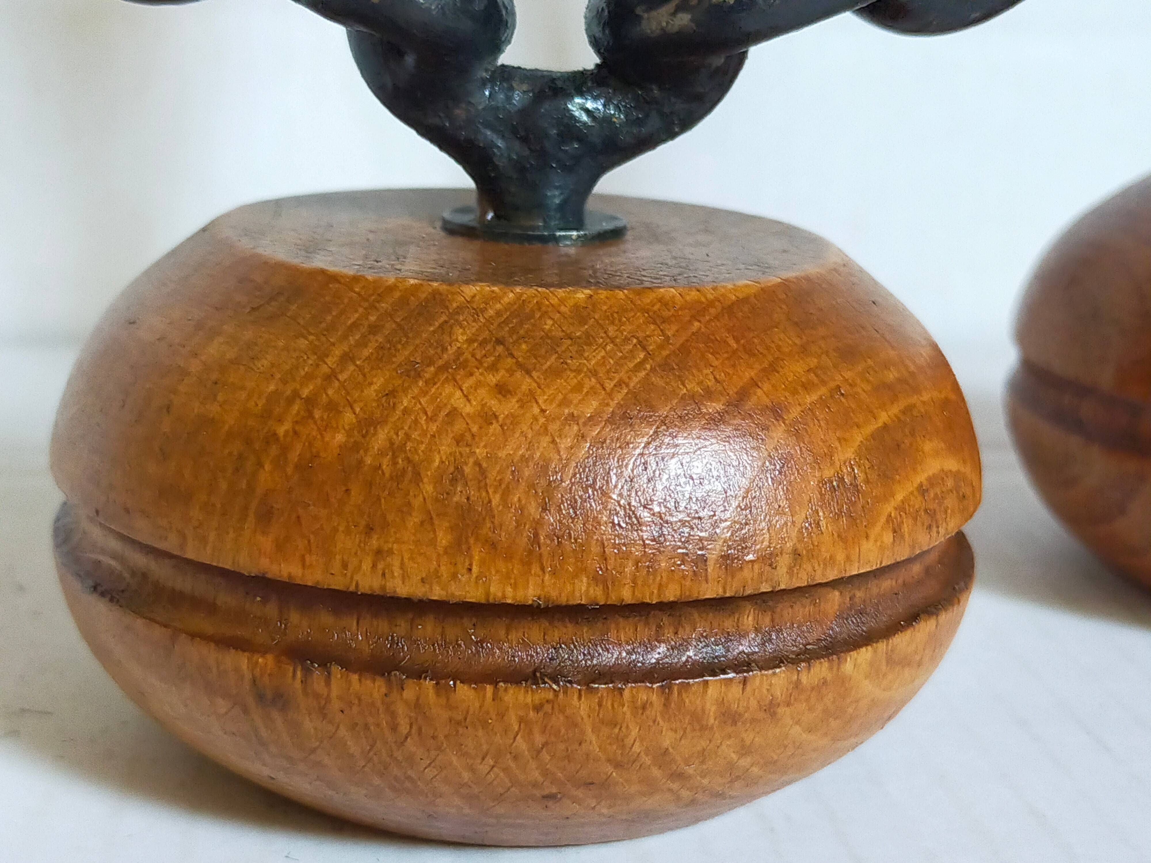 Duo of brutalist Art-popular candlesticks 50s