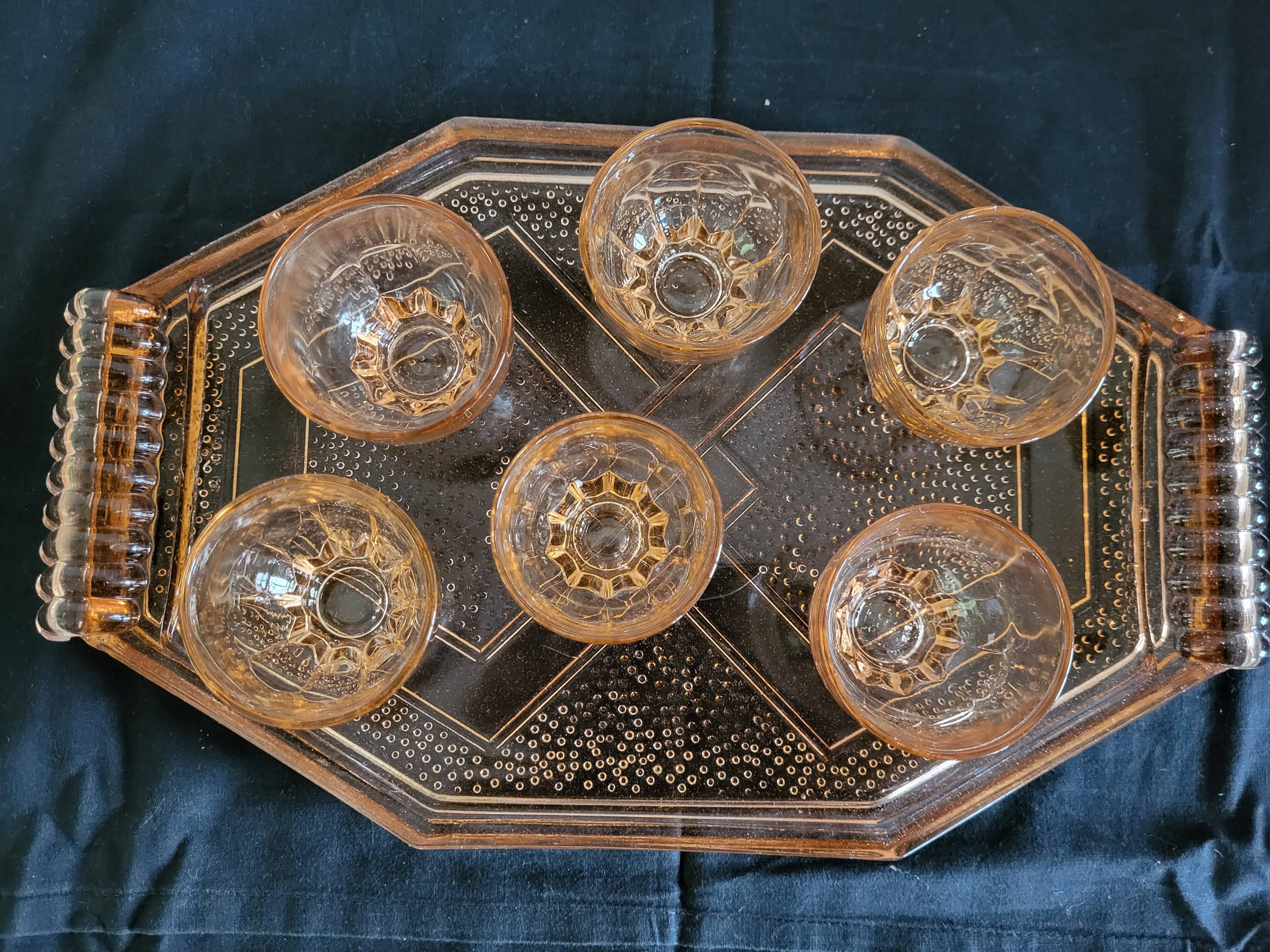 Art Deco Pink Glass Coffee Set