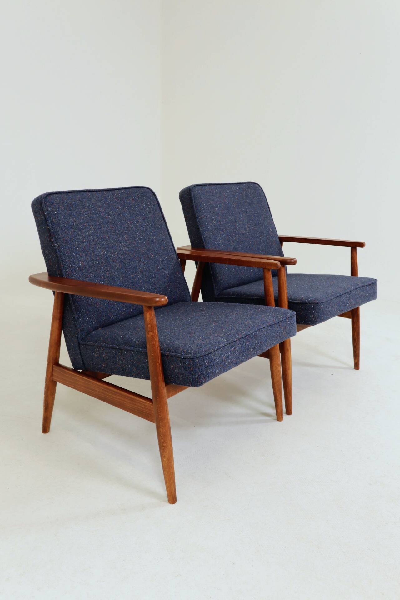Two Mid Century Armchairs by M. Zieliński, Poland 1960, Navy Tweed