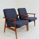 Two Mid Century Armchairs by M. Zieliński, Poland 1960, Navy Tweed