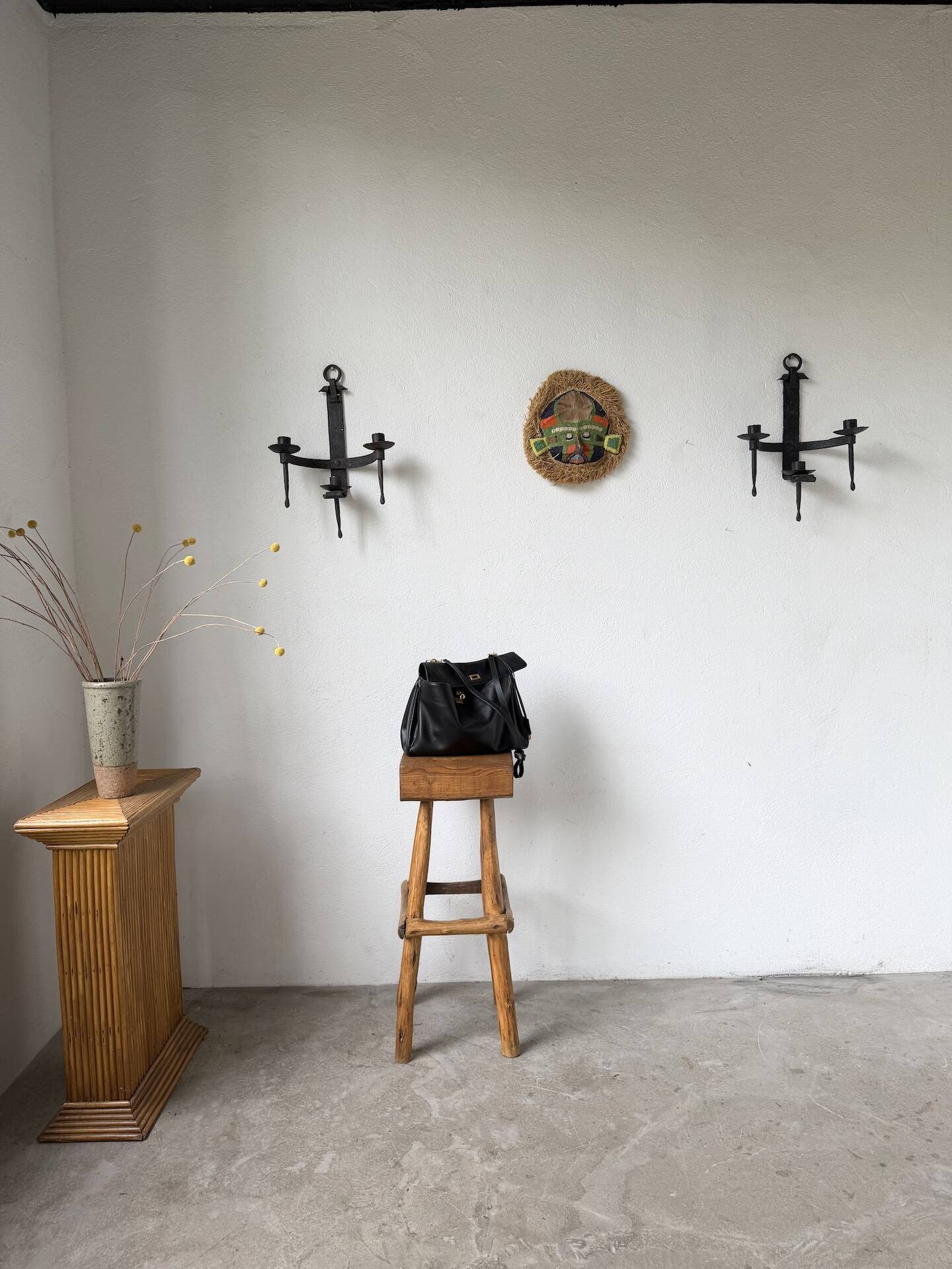 Wrought iron candle holders 1900 brutalist sconces