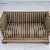 1950s, Danish 2-seater sofa, green furniture wool, oak wood.