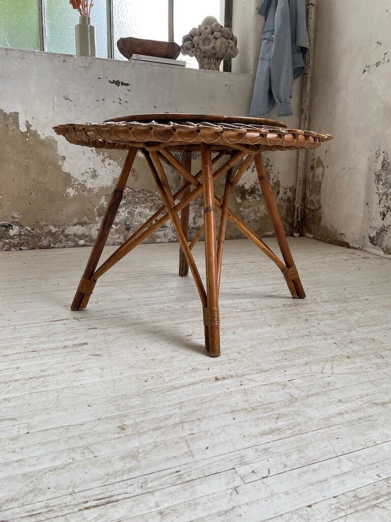 Rattan “sun” coffee table
