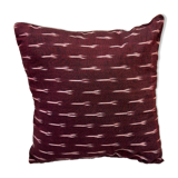 Indian blockprint cushion cover in burgundy cotton
