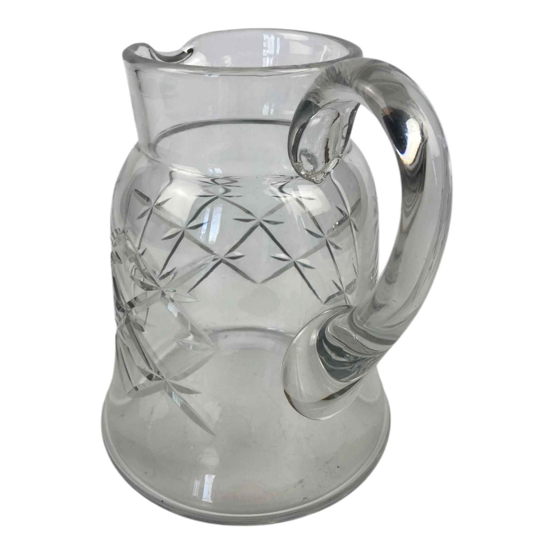 Antique Baccarat water jug in cut crystal with bevels.
