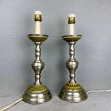 Pair of large Regency half shade buffet lamps